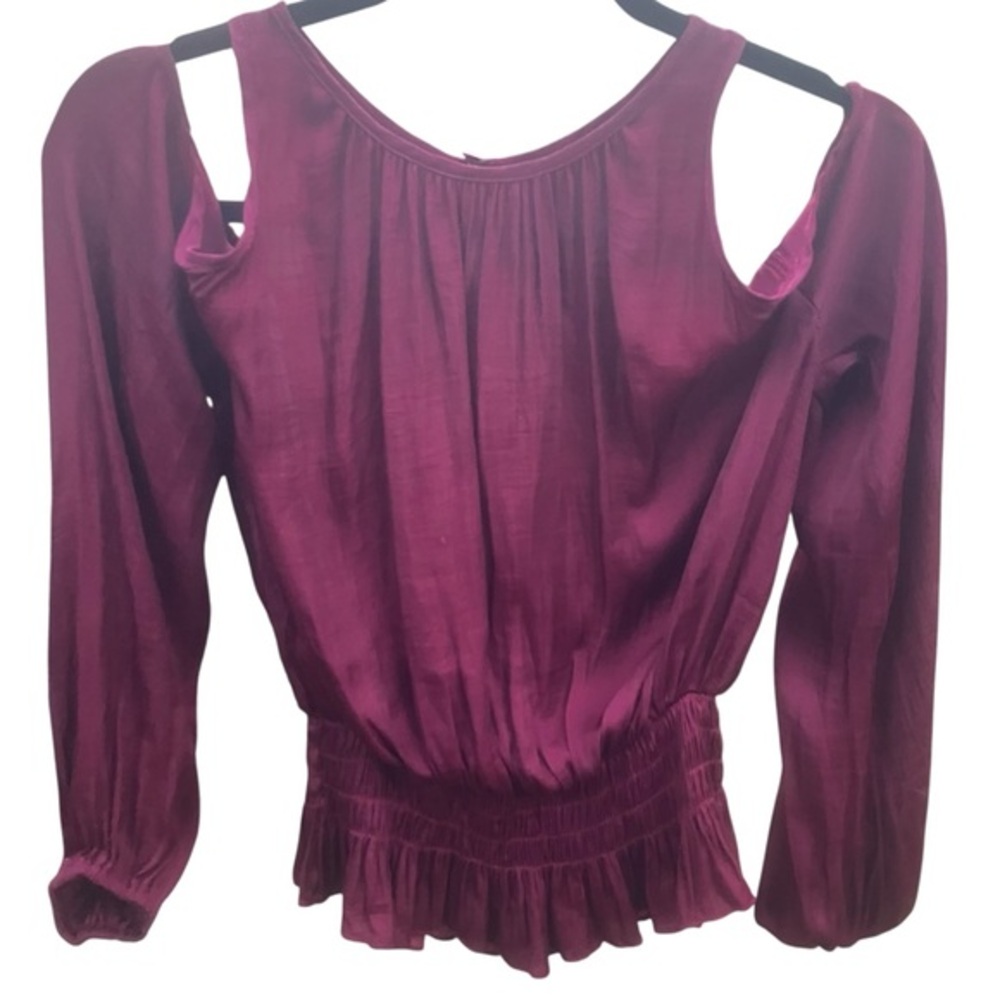 DO+BE Womens Cold‎ Shoulder Blouse Burgundy Wine Size Small Feminine Goth